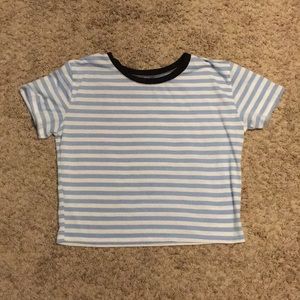 Blue and white striped crop top